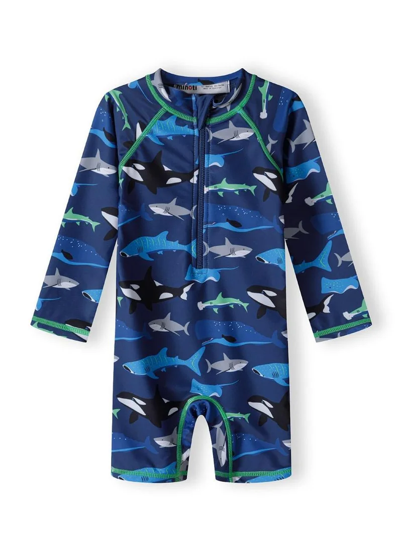 MINOTI Boys all-in-one rash swimming costume navy